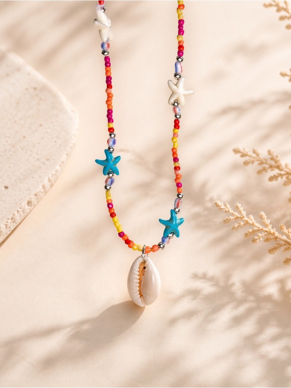 Colorful Beaded Shell Necklace